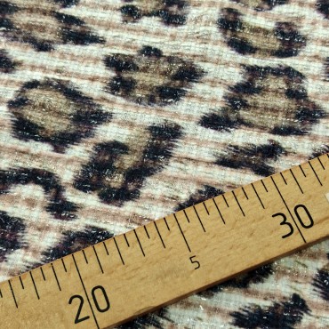 Ткань букле Шанель леопардовый принт