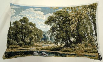 Гобеленовая подушка - Лебеди на пруду