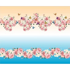 Стрейч атлас с принтом Розовый сад Стрейч атлас с принтом Розовый сад