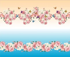 Стрейч атлас с принтом Розовый сад Стрейч атлас с принтом Розовый сад