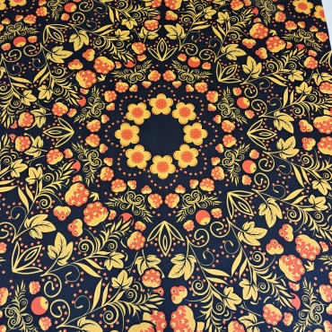 Органза матовая Виола с узором Хохлома