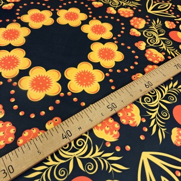 Органза матовая Виола с узором Хохлома