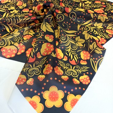 Органза матовая Виола с узором Хохлома