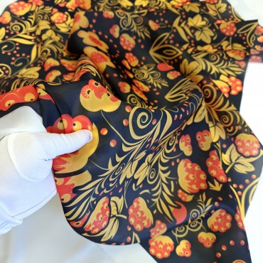 Органза матовая Виола с узором Хохлома