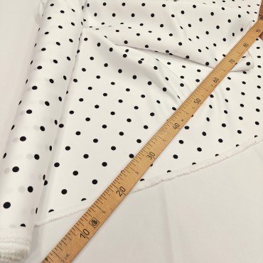 Атлас матовый Абрахам белый в мелкий черный горох Атлас матовый Абрахам белый в мелкий черный горох