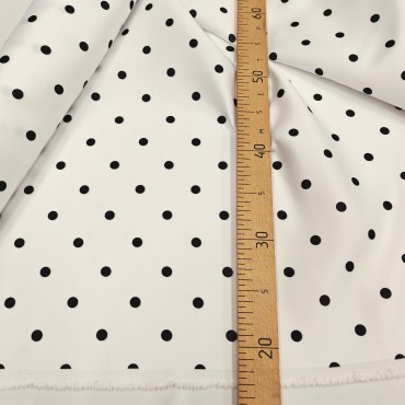 Атлас матовый Абрахам белый в мелкий черный горох Атлас матовый Абрахам белый в мелкий черный горох