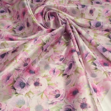 Атлас с блеском Кристалл с бабочками на анемонах