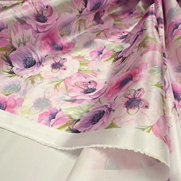 Атлас с блеском Кристалл с бабочками на анемонах