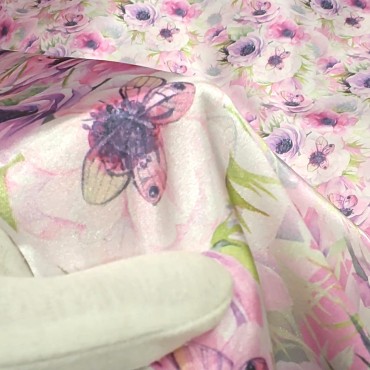 Атлас с блеском Кристалл с бабочками на анемонах