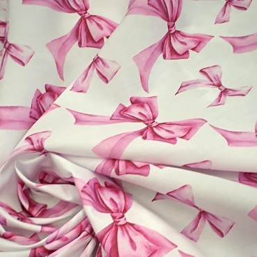 Поплин плательный с акварельными бантиками Поплин плательный с акварельными бантиками