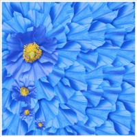 Атлас стрейч матовый Linda - Голубой цветок